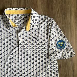 Puma Golf Polo Shirt Men's Size S Swedish Golf Team Patterned Leaves Folksam